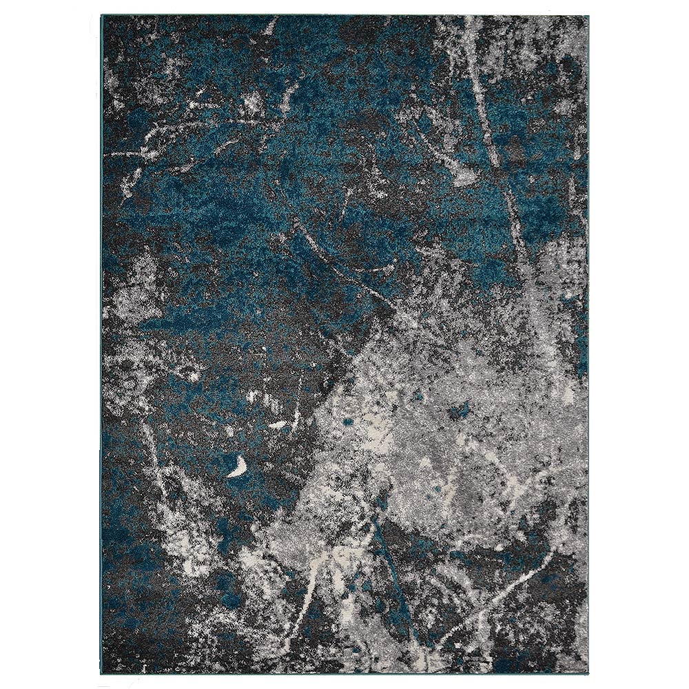 Machine Woven Heatset Polypropylene Area Rug Abstract Silver Ivory M00028