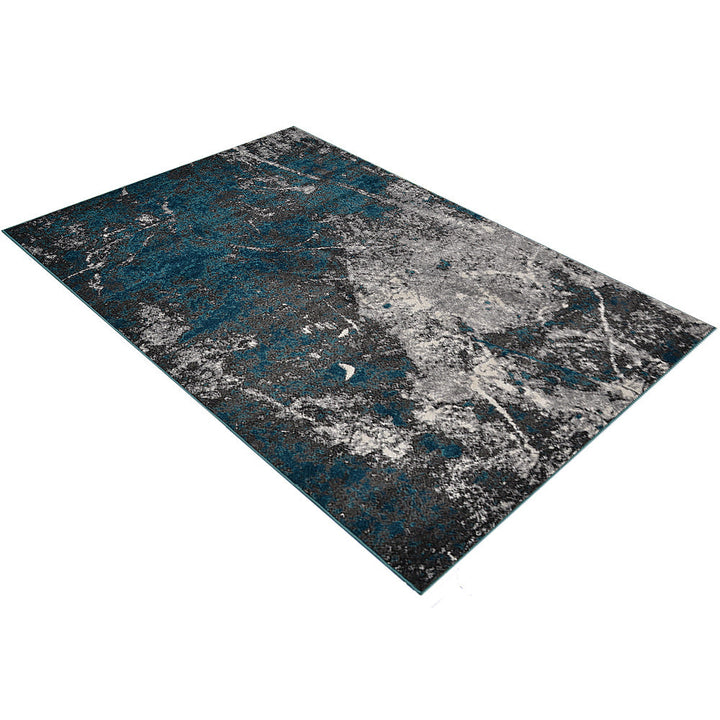 Machine Woven Heatset Polypropylene Area Rug Abstract Silver Ivory M00028