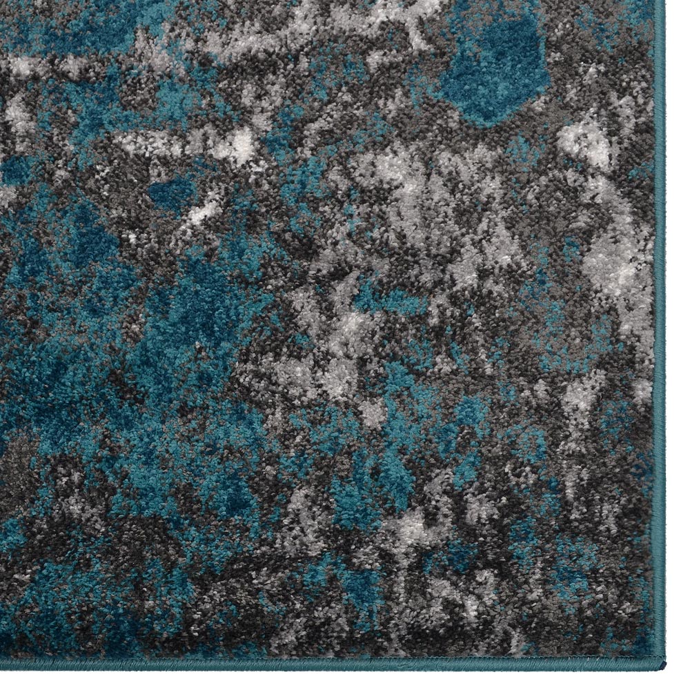 Machine Woven Heatset Polypropylene Area Rug Abstract Silver Ivory M00028
