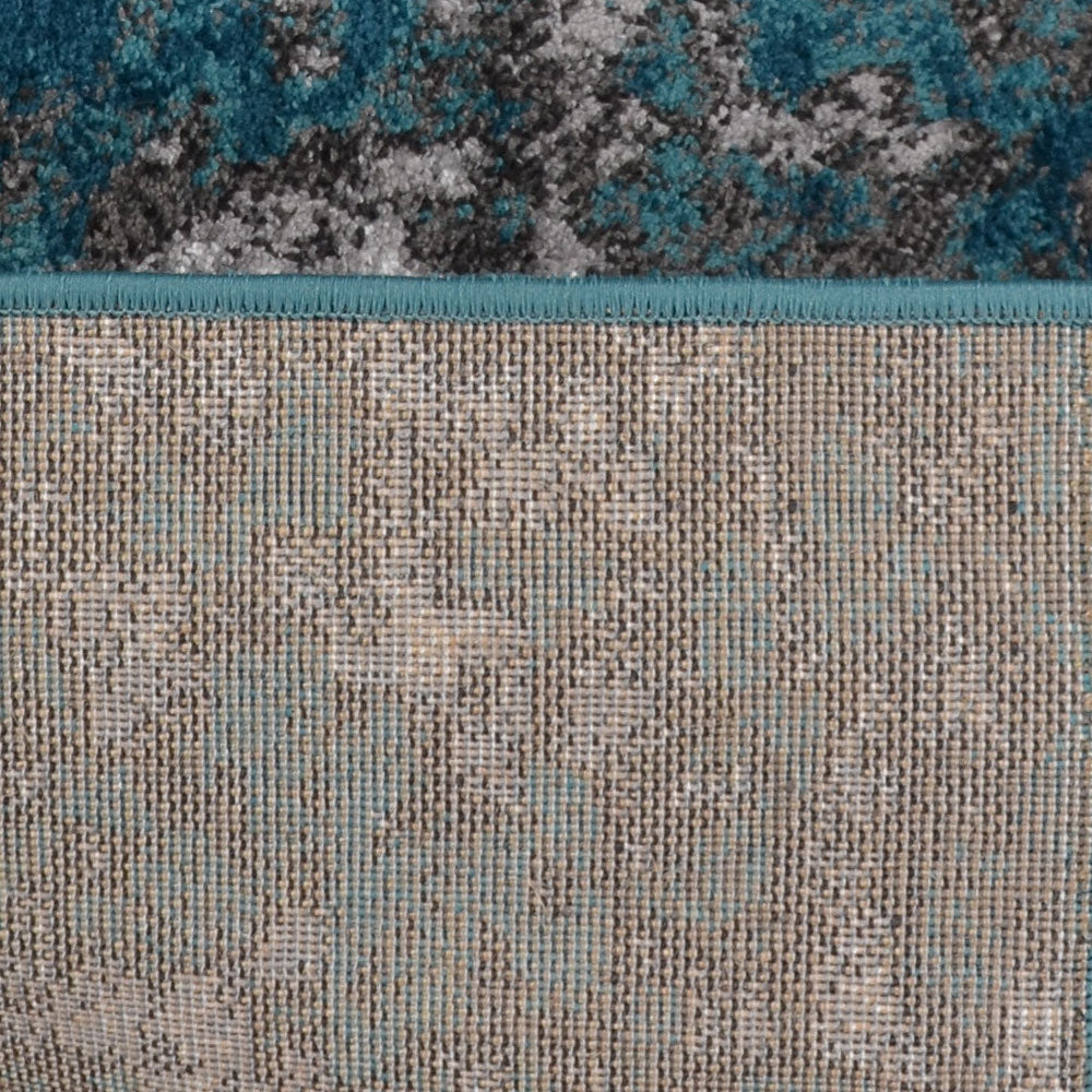 Machine Woven Heatset Polypropylene Area Rug Abstract Silver Ivory M00028