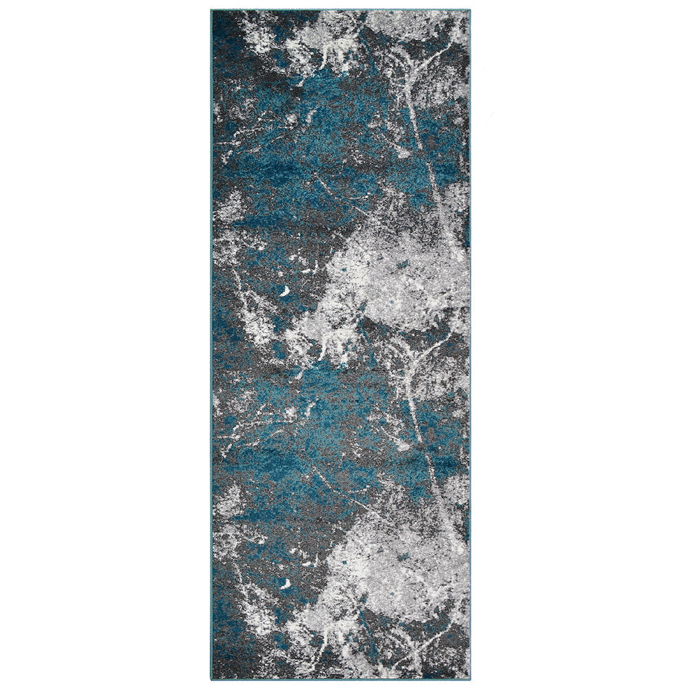 Machine Woven Heatset Polypropylene Area Rug Abstract Silver Ivory M00028