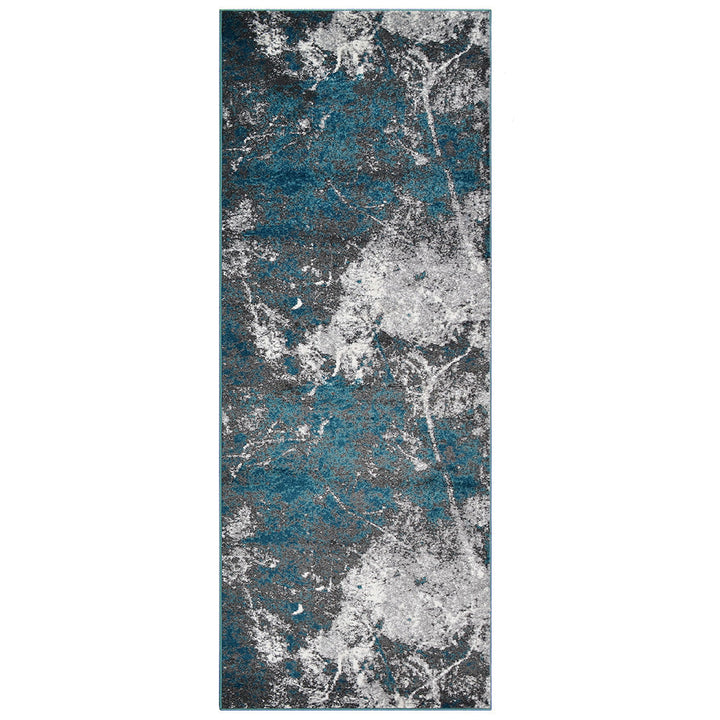 Machine Woven Heatset Polypropylene Area Rug Abstract Silver Ivory M00028