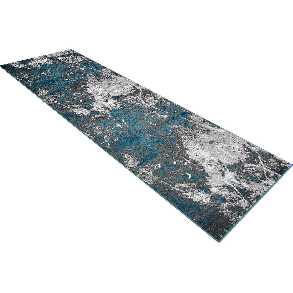 Machine Woven Heatset Polypropylene Area Rug Abstract Silver Ivory M00028