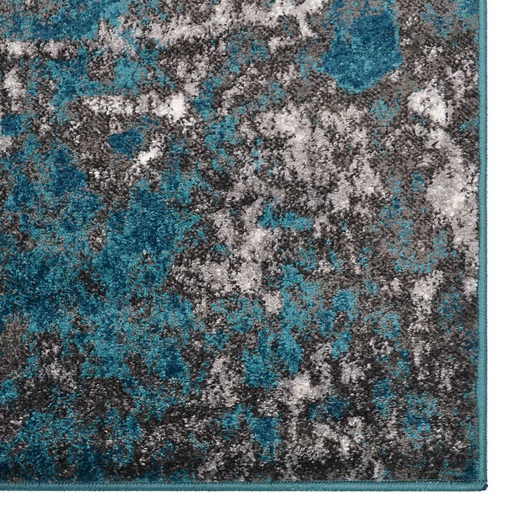Machine Woven Heatset Polypropylene Area Rug Abstract Silver Ivory M00028