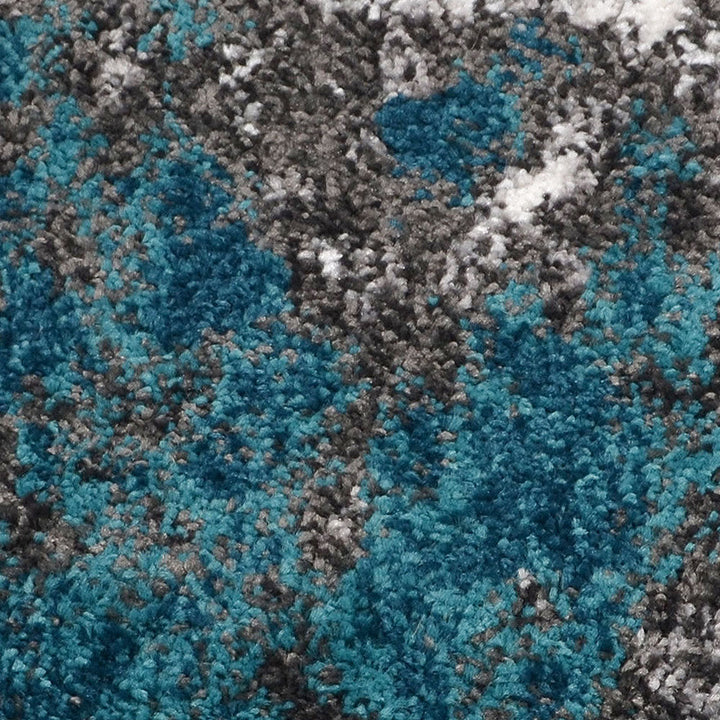Machine Woven Heatset Polypropylene Area Rug Abstract Silver Ivory M00028