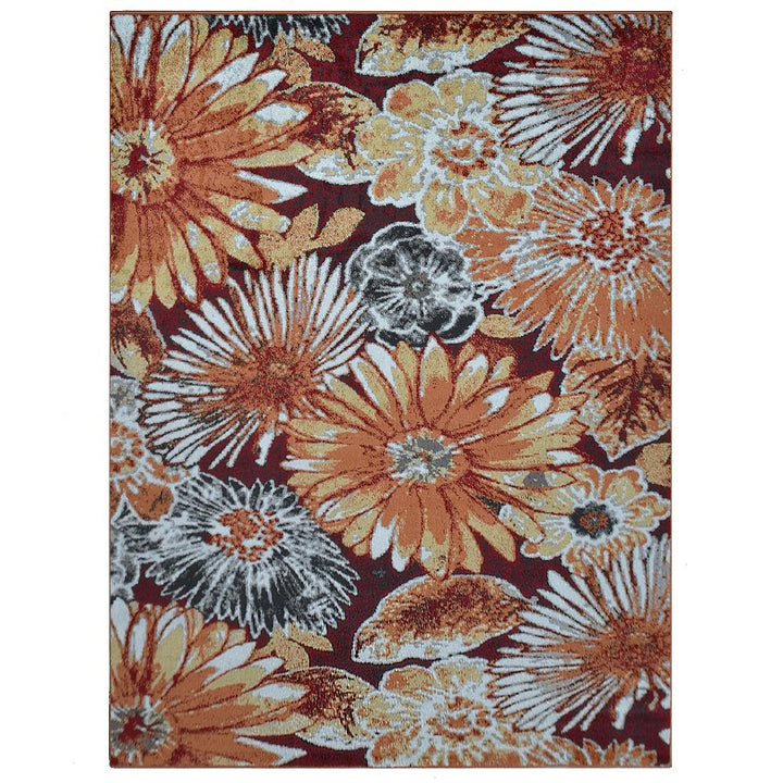 Machine Woven Heatset Polypropylene Area Rug Floral Beige Caramel M00030