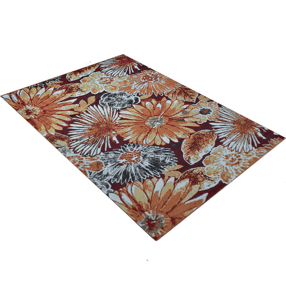 Machine Woven Heatset Polypropylene Area Rug Floral Beige Caramel M00030