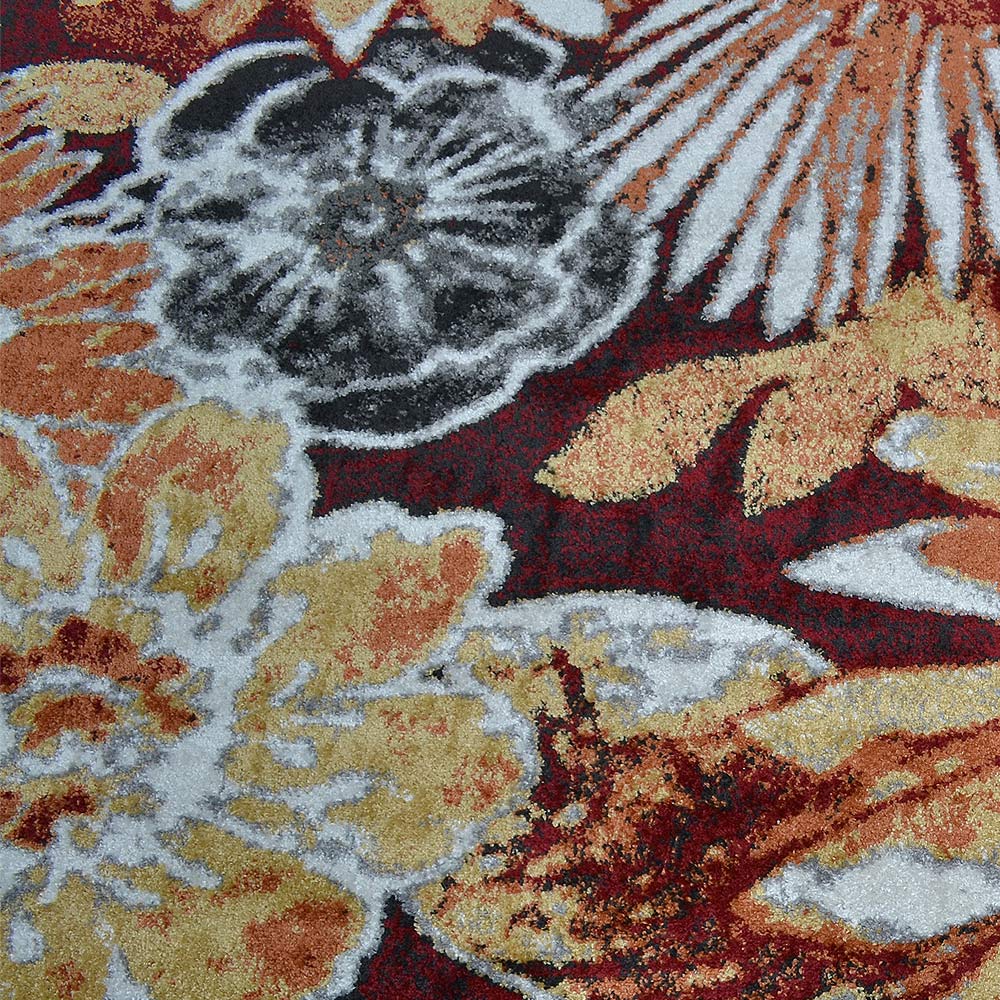 Machine Woven Heatset Polypropylene Area Rug Floral Beige Caramel M00030
