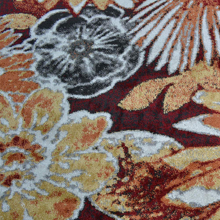 Machine Woven Heatset Polypropylene Area Rug Floral Beige Caramel M00030