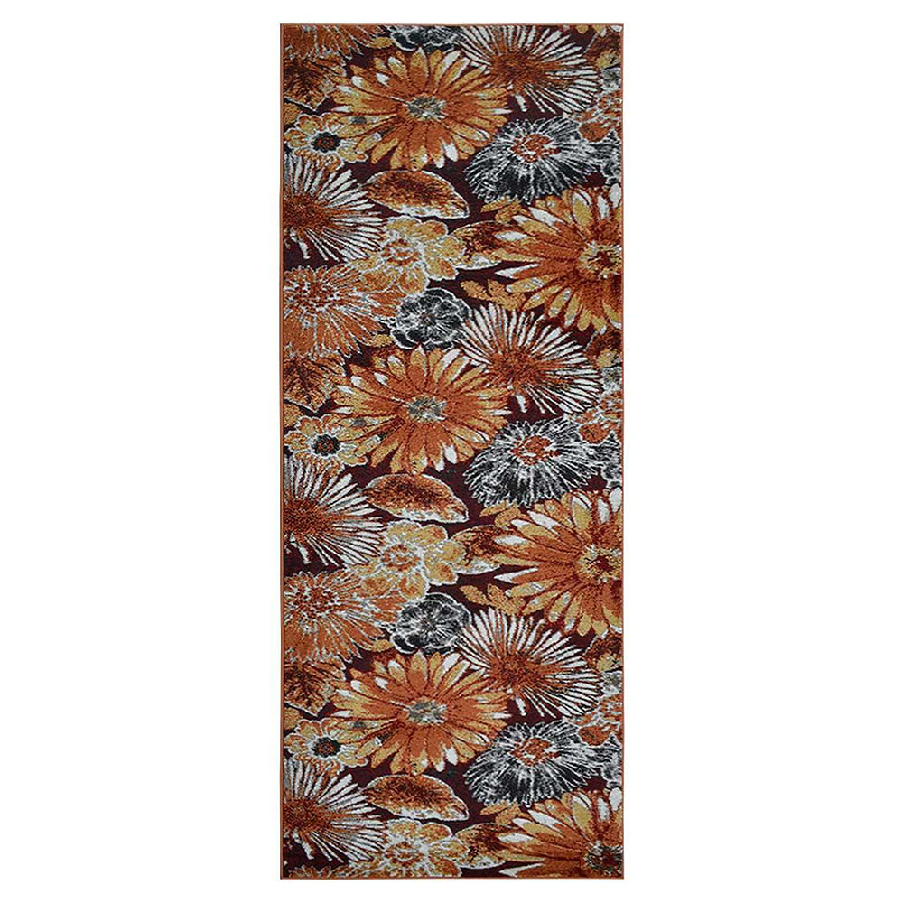 Machine Woven Heatset Polypropylene Area Rug Floral Beige Caramel M00030