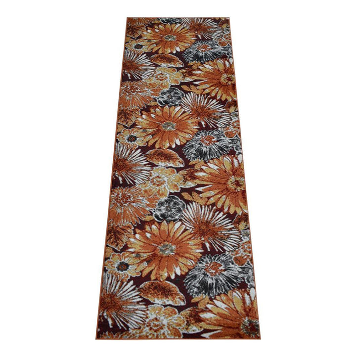 Machine Woven Heatset Polypropylene Area Rug Floral Beige Caramel M00030