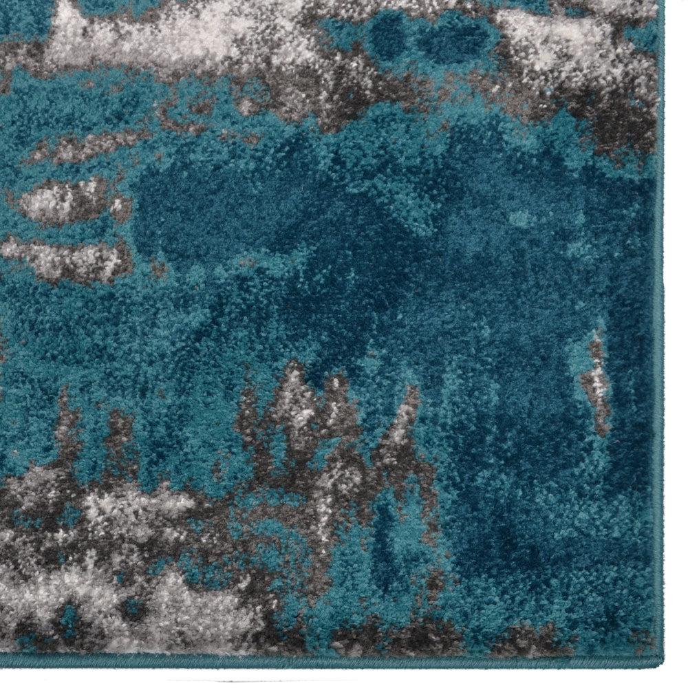 Machine Woven Heatset Polypropylene Area Rug Abstract Silver Blue M00031