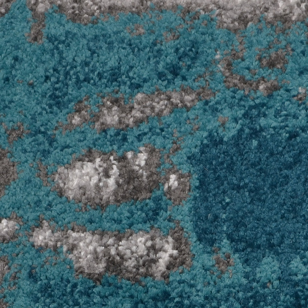 Machine Woven Heatset Polypropylene Area Rug Abstract Silver Blue M00031