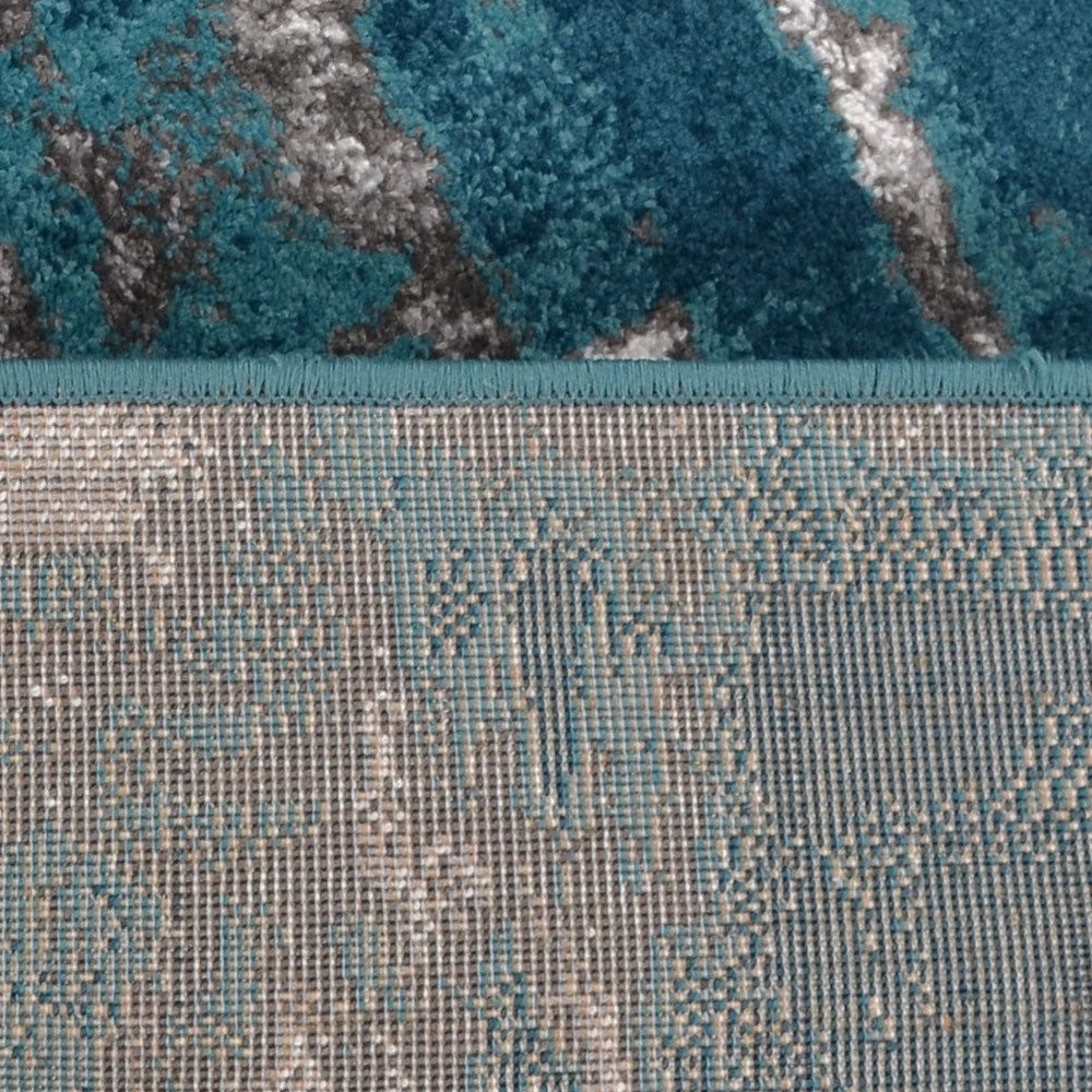 Machine Woven Heatset Polypropylene Area Rug Abstract Silver Blue M00031