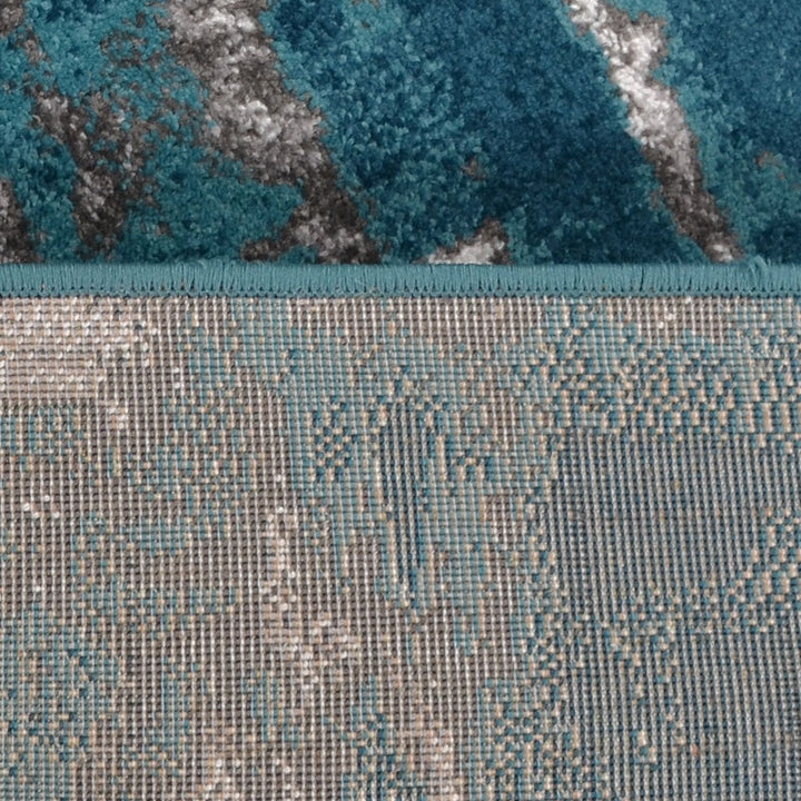 Machine Woven Heatset Polypropylene Area Rug Abstract Silver Blue M00031