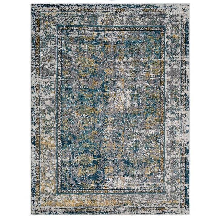 Machine Woven Heatset Polypropylene Area Rug Oriental Silver M00036