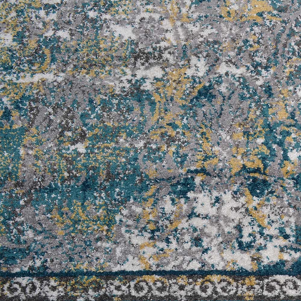 Machine Woven Heatset Polypropylene Area Rug Oriental Silver M00036