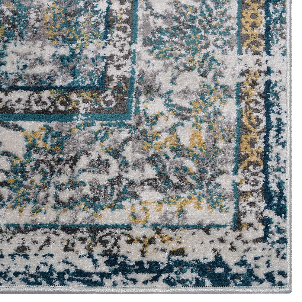 Machine Woven Heatset Polypropylene Area Rug Oriental Silver M00036