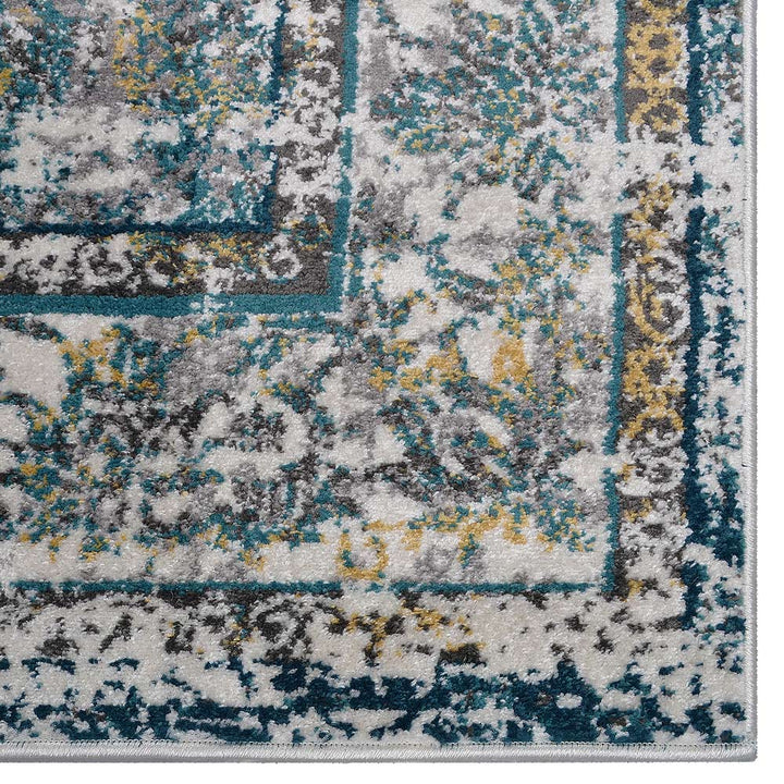 Machine Woven Heatset Polypropylene Area Rug Oriental Silver M00036