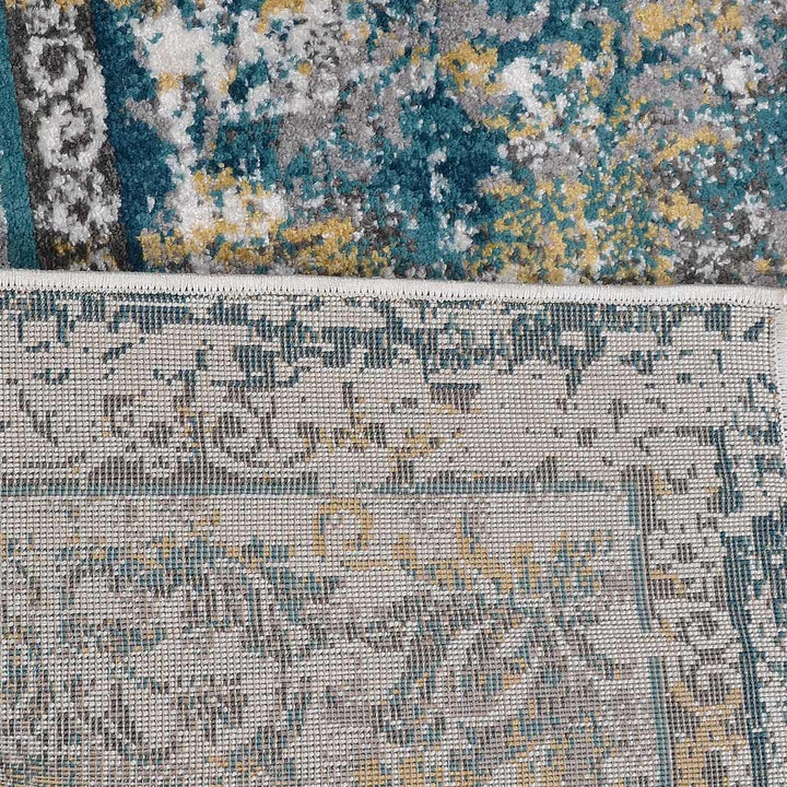 Machine Woven Heatset Polypropylene Area Rug Oriental Silver M00036