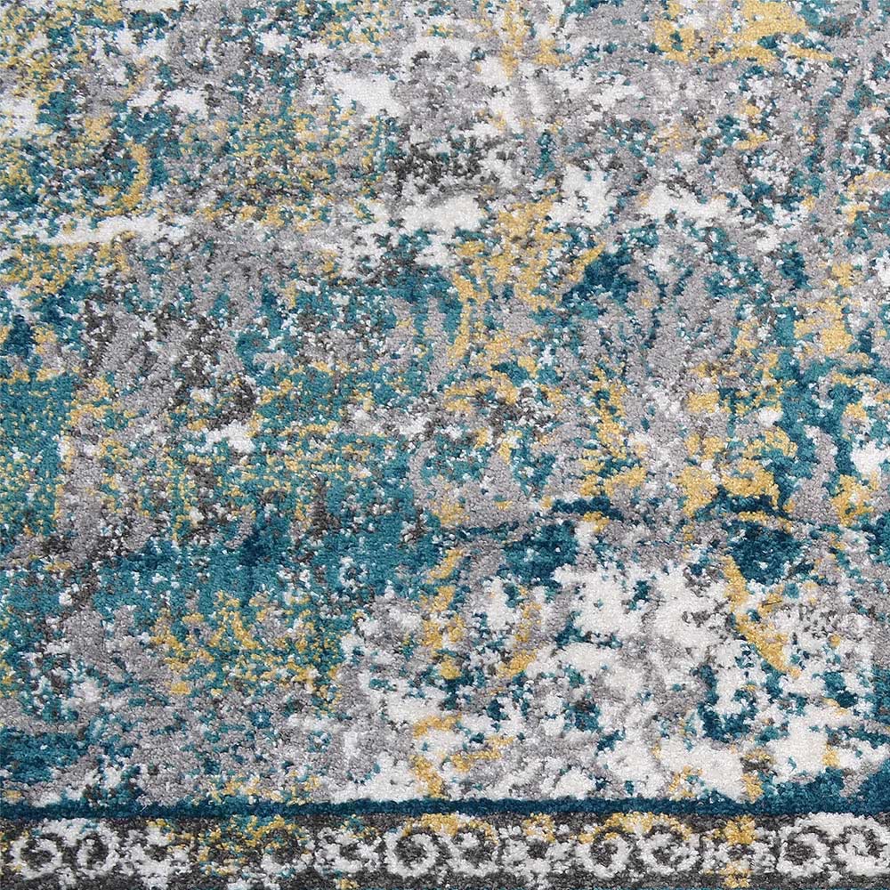 Machine Woven Heatset Polypropylene Area Rug Oriental Silver M00036