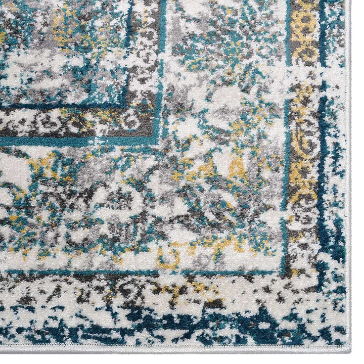 Machine Woven Heatset Polypropylene Area Rug Oriental Silver M00036
