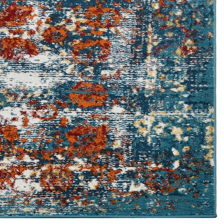 Machine Woven Heatset Polypropylene Area Rug Oriental Blue M00038
