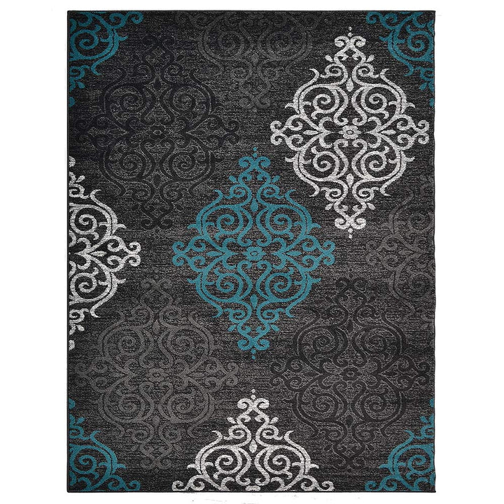 Machine Woven Heatset Polypropylene Area Rug Contemporary Silver Blue M00039