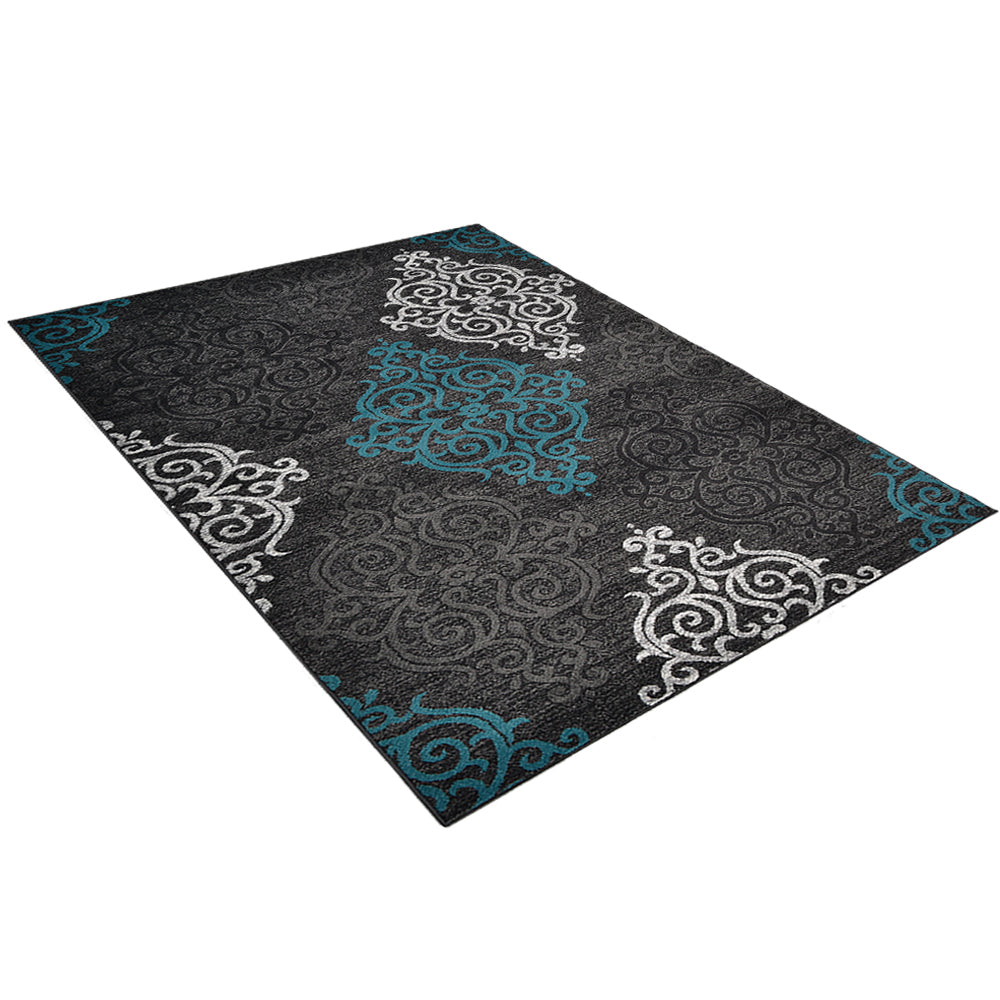 Machine Woven Heatset Polypropylene Area Rug Contemporary Silver Blue M00039