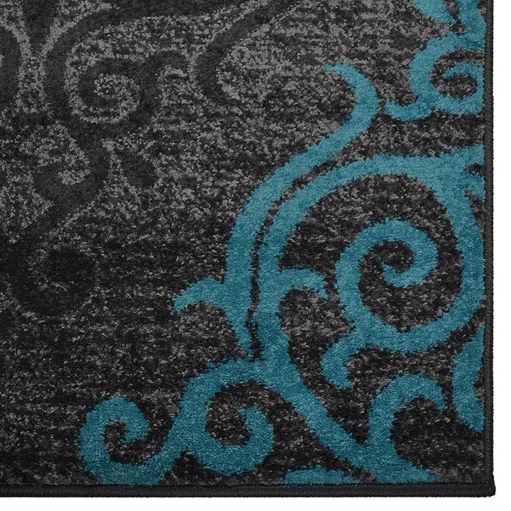 Machine Woven Heatset Polypropylene Area Rug Contemporary Silver Blue M00039