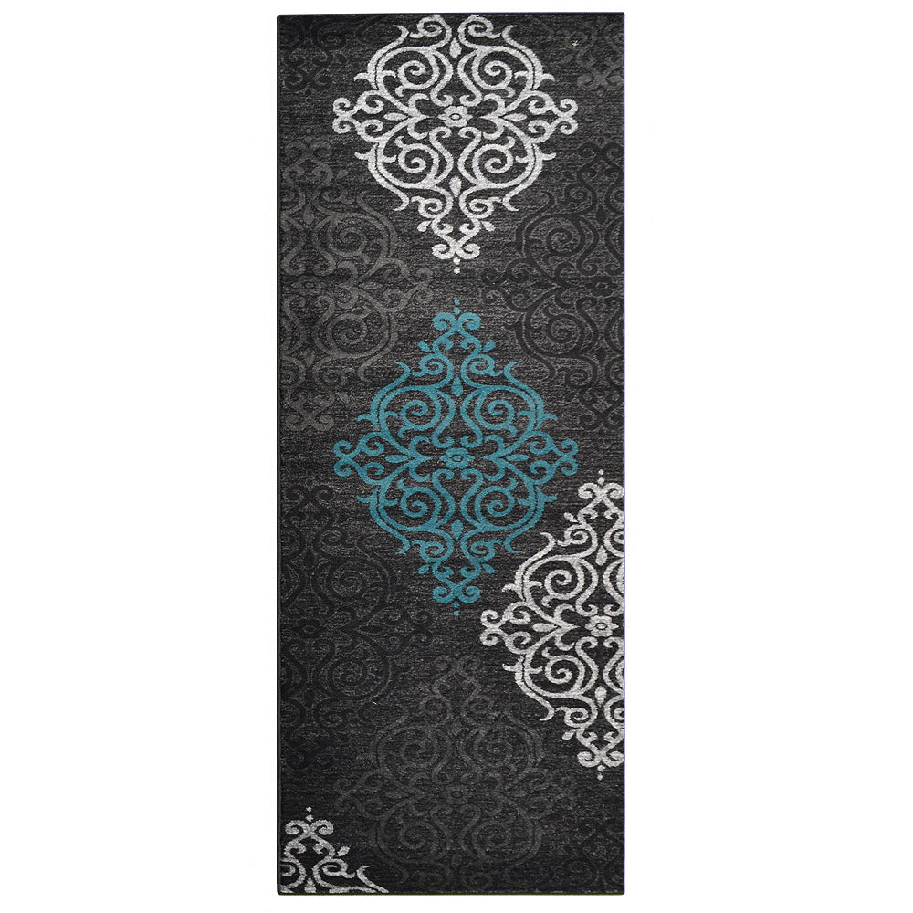 Machine Woven Heatset Polypropylene Area Rug Contemporary Silver Blue M00039