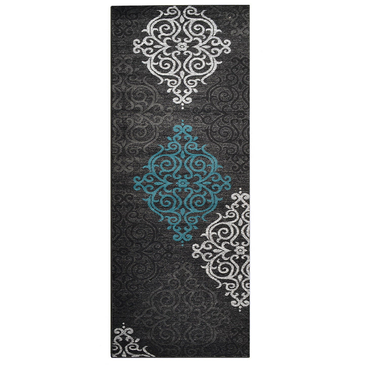 Machine Woven Heatset Polypropylene Area Rug Contemporary Silver Blue M00039