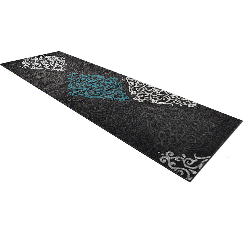 Machine Woven Heatset Polypropylene Area Rug Contemporary Silver Blue M00039