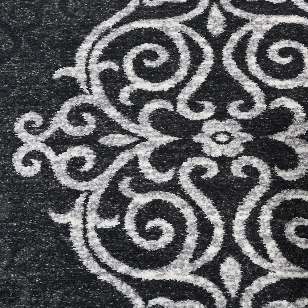 Machine Woven Heatset Polypropylene Area Rug Contemporary Silver Blue M00039
