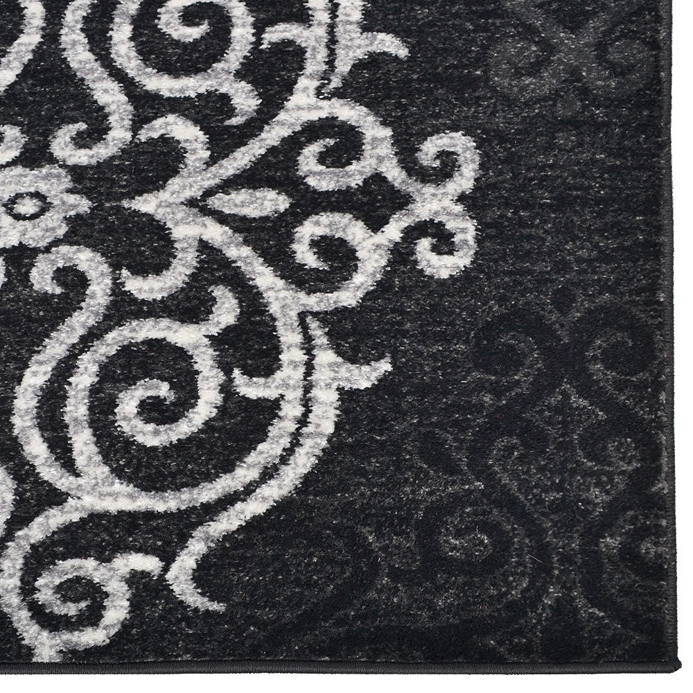 Machine Woven Heatset Polypropylene Area Rug Contemporary Silver Blue M00039