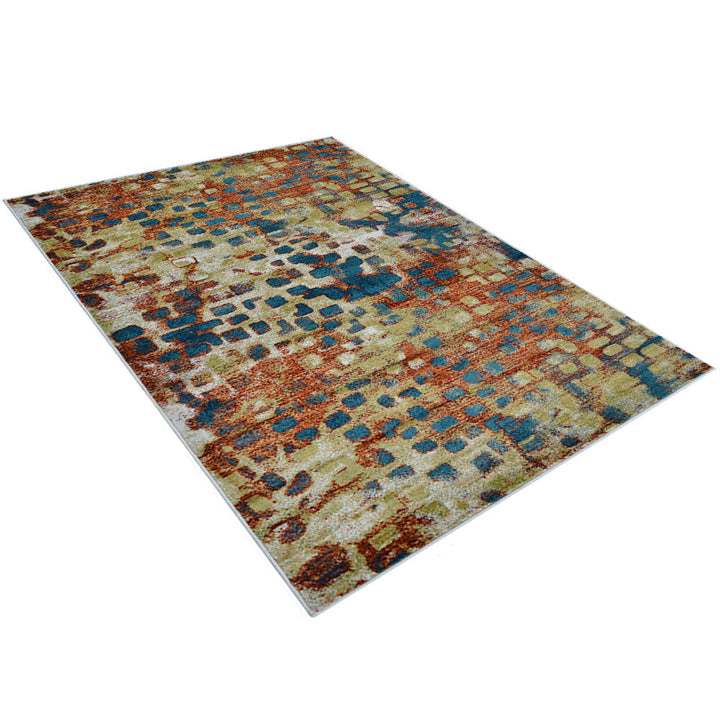Machine Woven Heatset Polypropylene Area Rug Contemporary Caramel Blue M00040