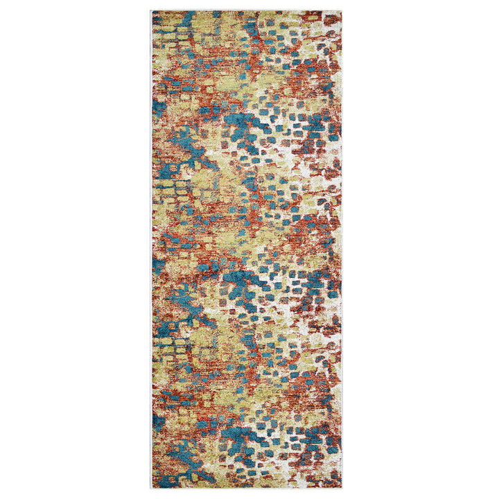 Machine Woven Heatset Polypropylene Area Rug Contemporary Caramel Blue M00040