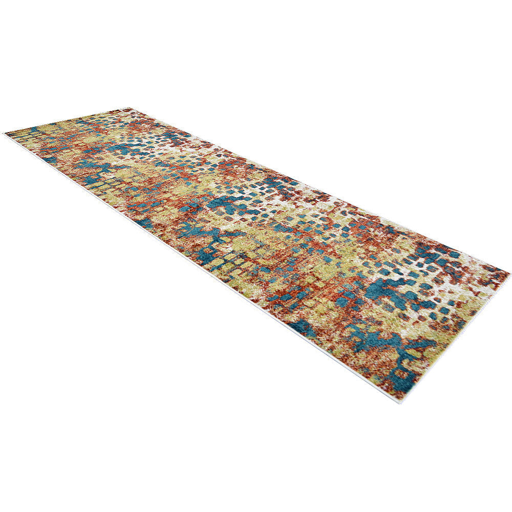 Machine Woven Heatset Polypropylene Area Rug Contemporary Caramel Blue M00040
