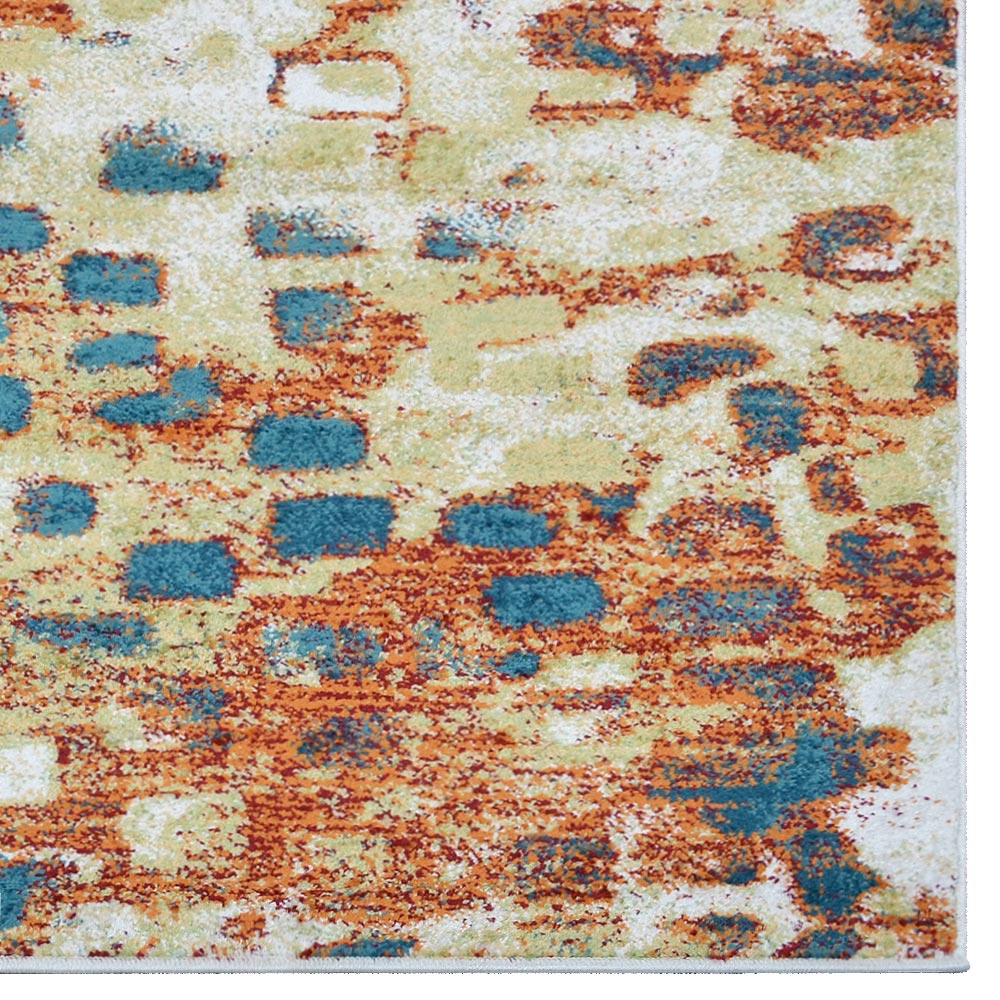 Machine Woven Heatset Polypropylene Area Rug Contemporary Caramel Blue M00040