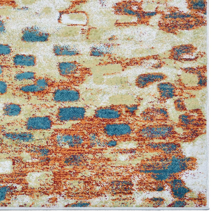 Machine Woven Heatset Polypropylene Area Rug Contemporary Caramel Blue M00040