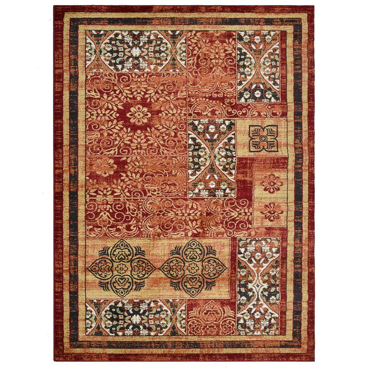 Machine Woven Heatset Polypropylene Area Rug Oriental Red M00042