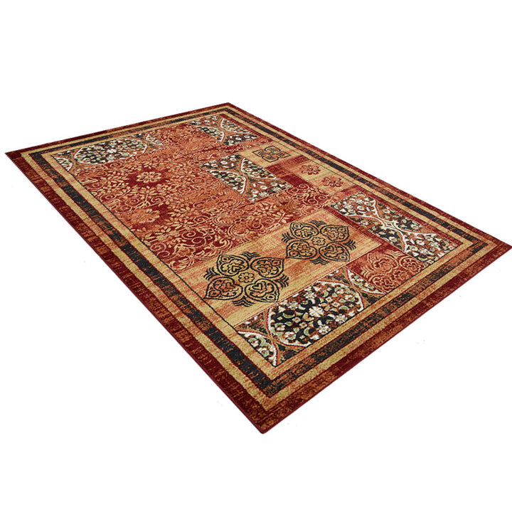 Machine Woven Heatset Polypropylene Area Rug Oriental Red M00042