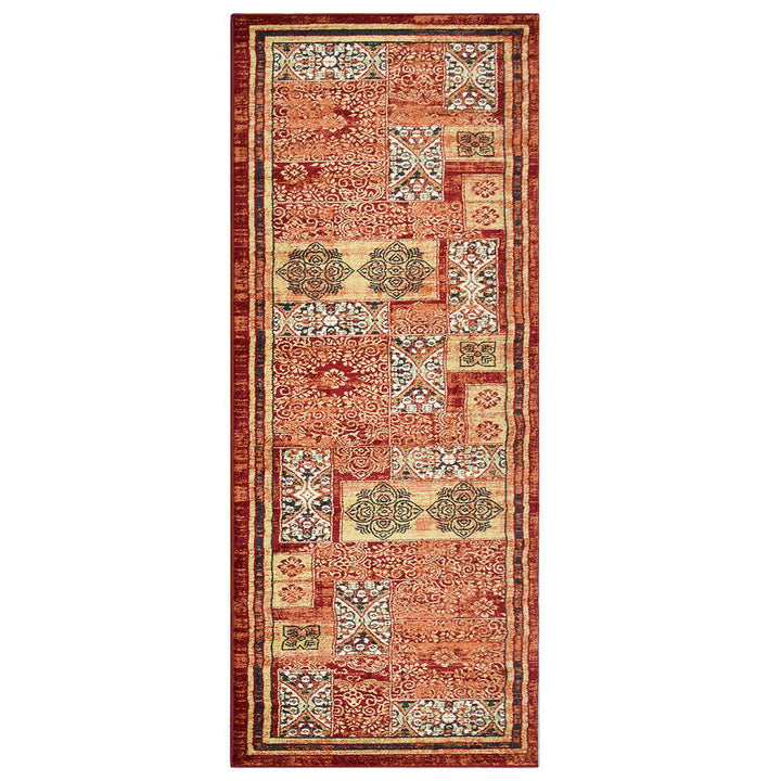 Machine Woven Heatset Polypropylene Area Rug Oriental Red M00042