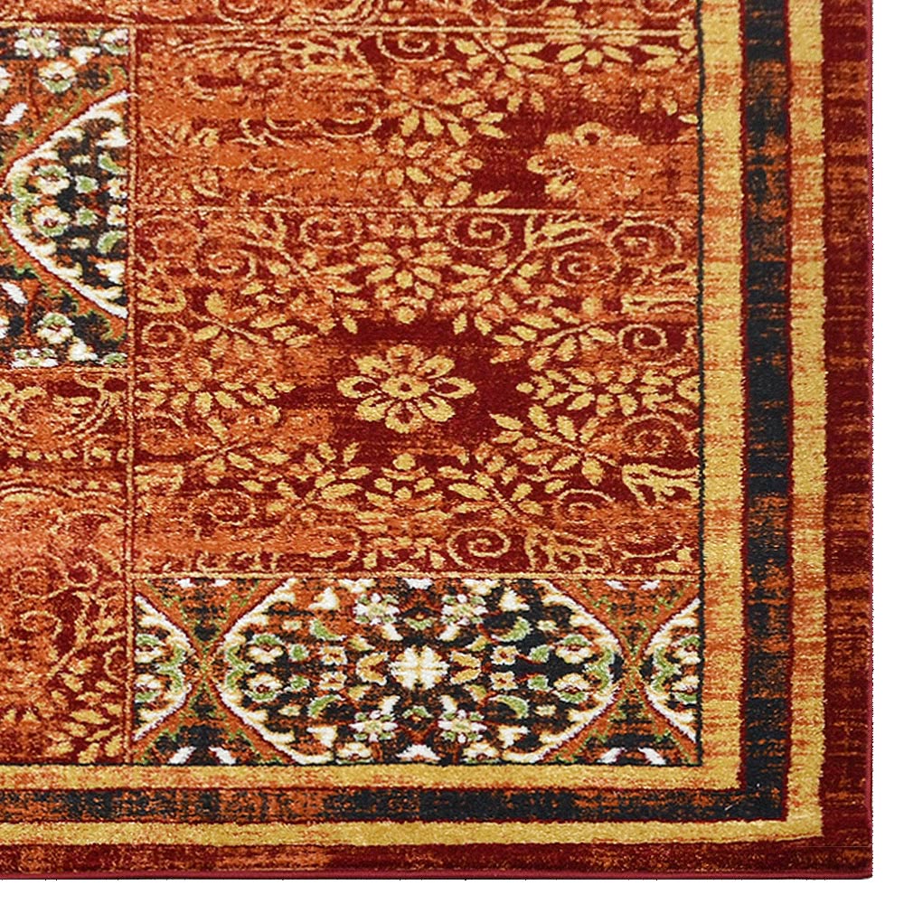Machine Woven Heatset Polypropylene Area Rug Oriental Red M00042