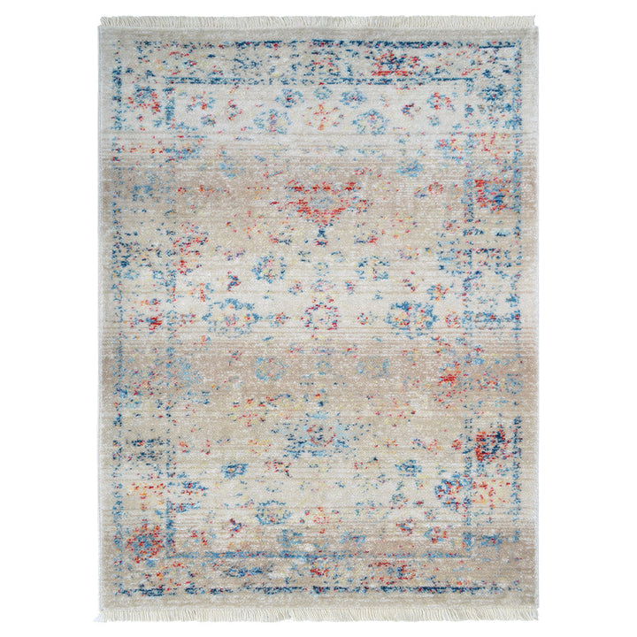 Machine Woven Crossweave Polyester Area Rug Oriental Multicolor M00079