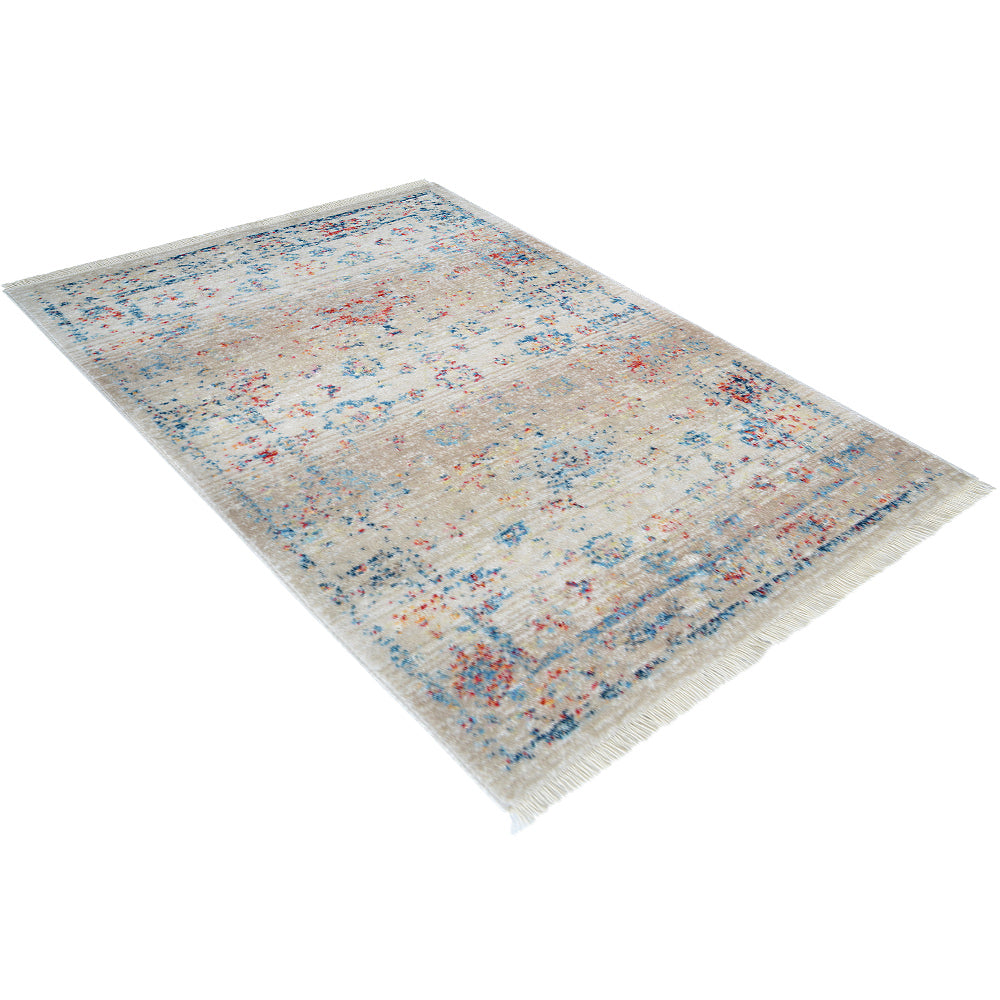 Machine Woven Crossweave Polyester Area Rug Oriental Multicolor M00079