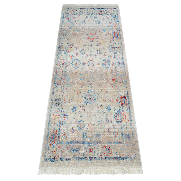 Machine Woven Crossweave Polyester Area Rug Oriental Multicolor M00079