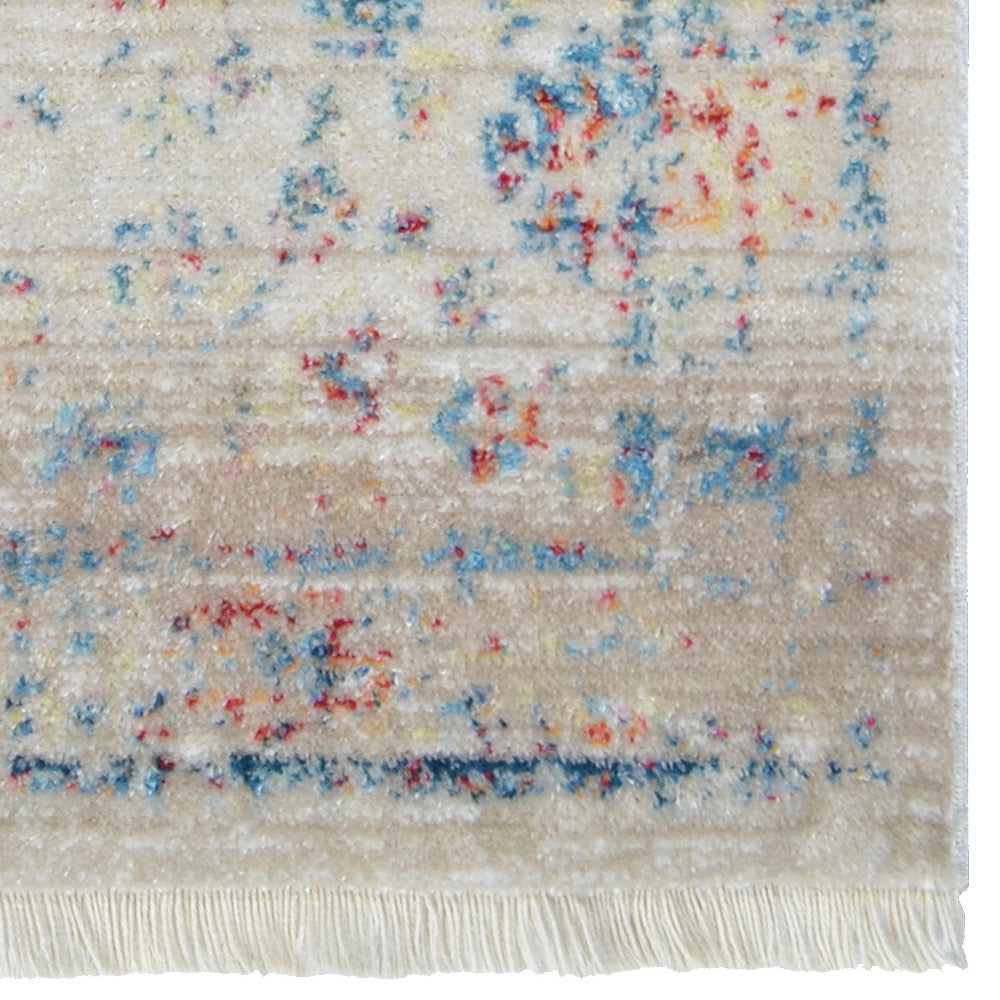 Machine Woven Crossweave Polyester Area Rug Oriental Multicolor M00079