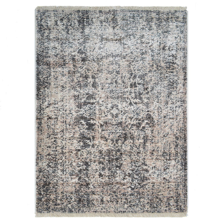 Machine Woven Crossweave Polyester Area Rug Oriental Brown M00080