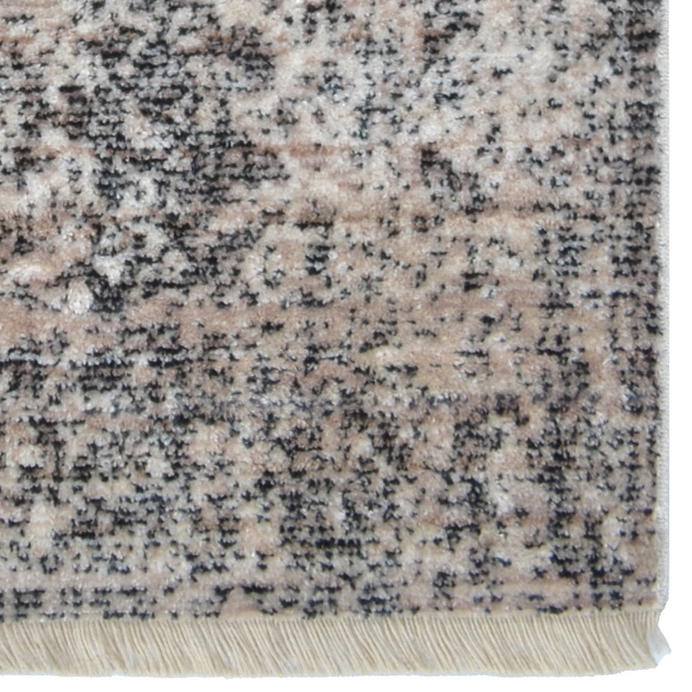Machine Woven Crossweave Polyester Area Rug Oriental Brown M00080